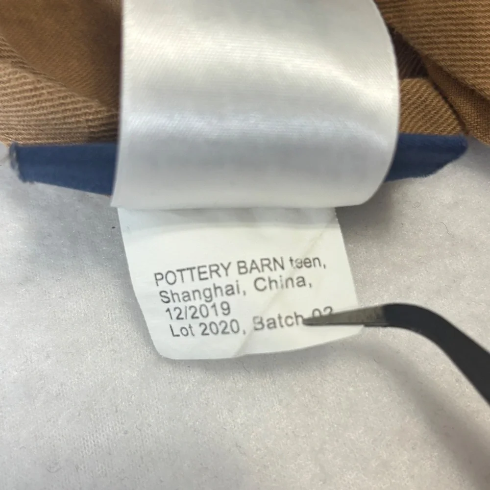 Pottery Barn Dorm Standard Pillow‎ Shams Set of 2 Navy Blue Tan Chambray Quilted